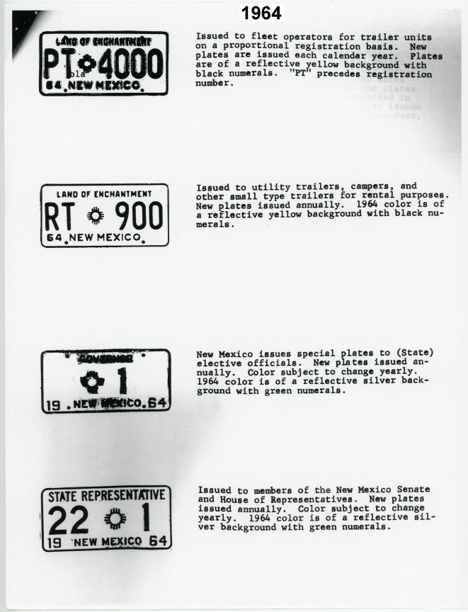 Historical License Plate Pamphlets issued by the New Mexico Dept of
